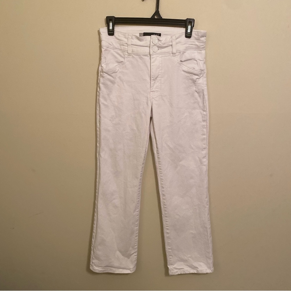 KUT FROM THE KLOTH KELSEY WHITE HIGH RISE ANKLE FLARES Size 4